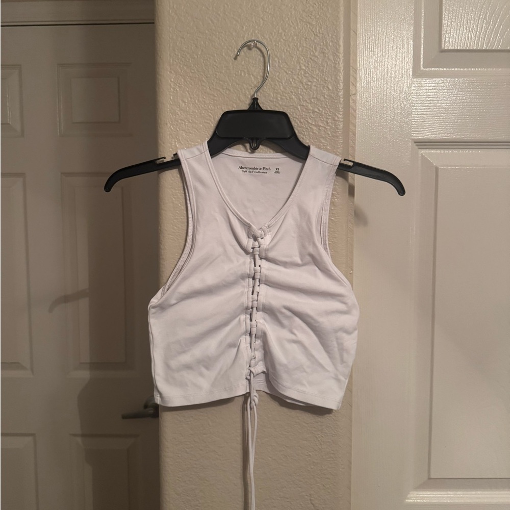 Abercrombie & Fitch White Ruched Crop Top